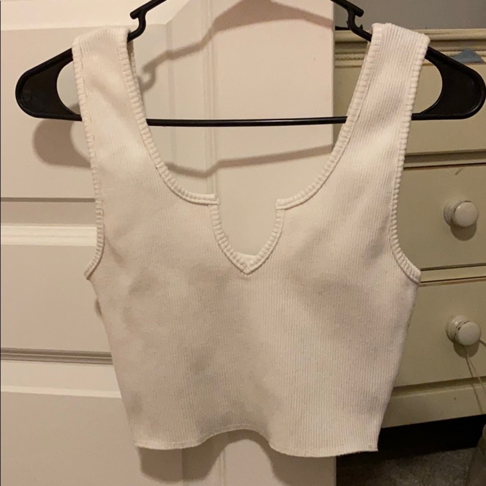 White Cropped Tank